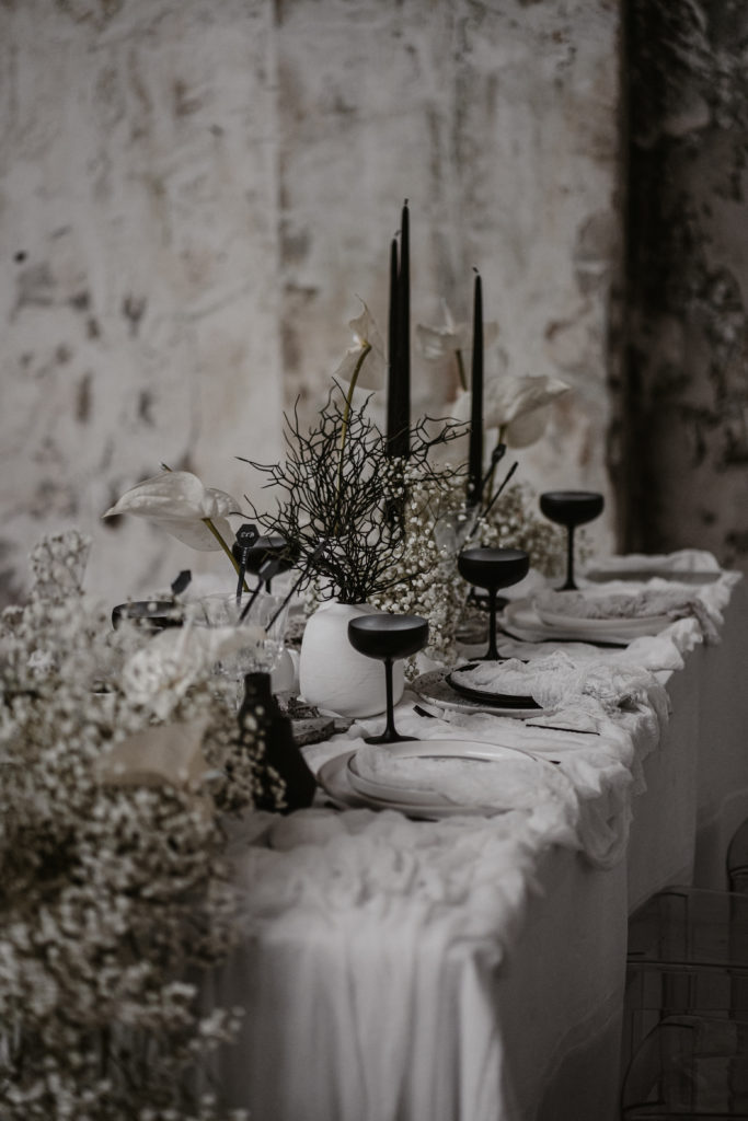 Darkly Monochromatic Reception Styling - Style Guide The Lane