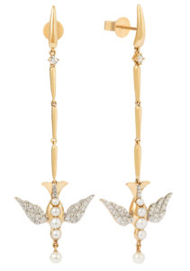 Anoushka Alice Temperley Earrings featuring swallows encrusted in pearls and diamantes.