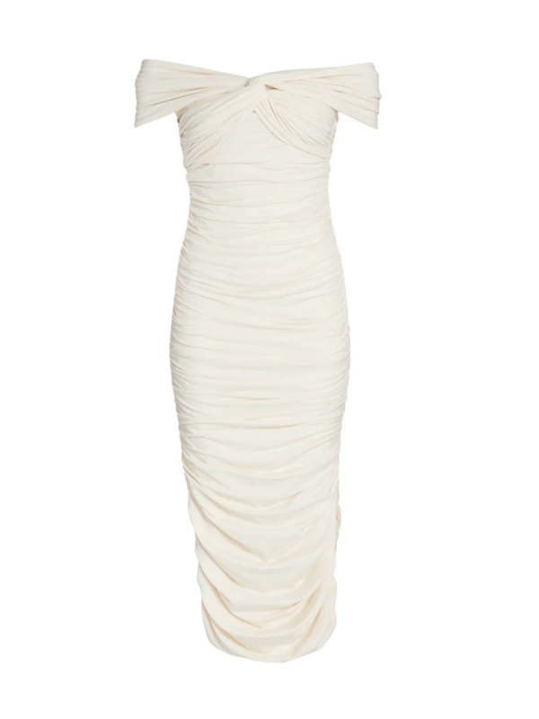 Ruched Khaite NYC ivory reception dress