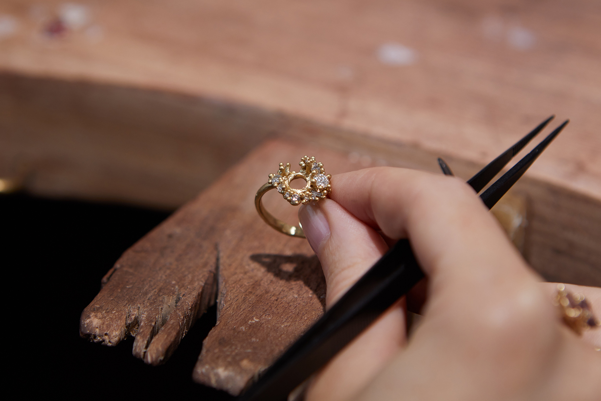 Ruth Tomlinson Engagement Ring being cast in their Hatton Garden studio